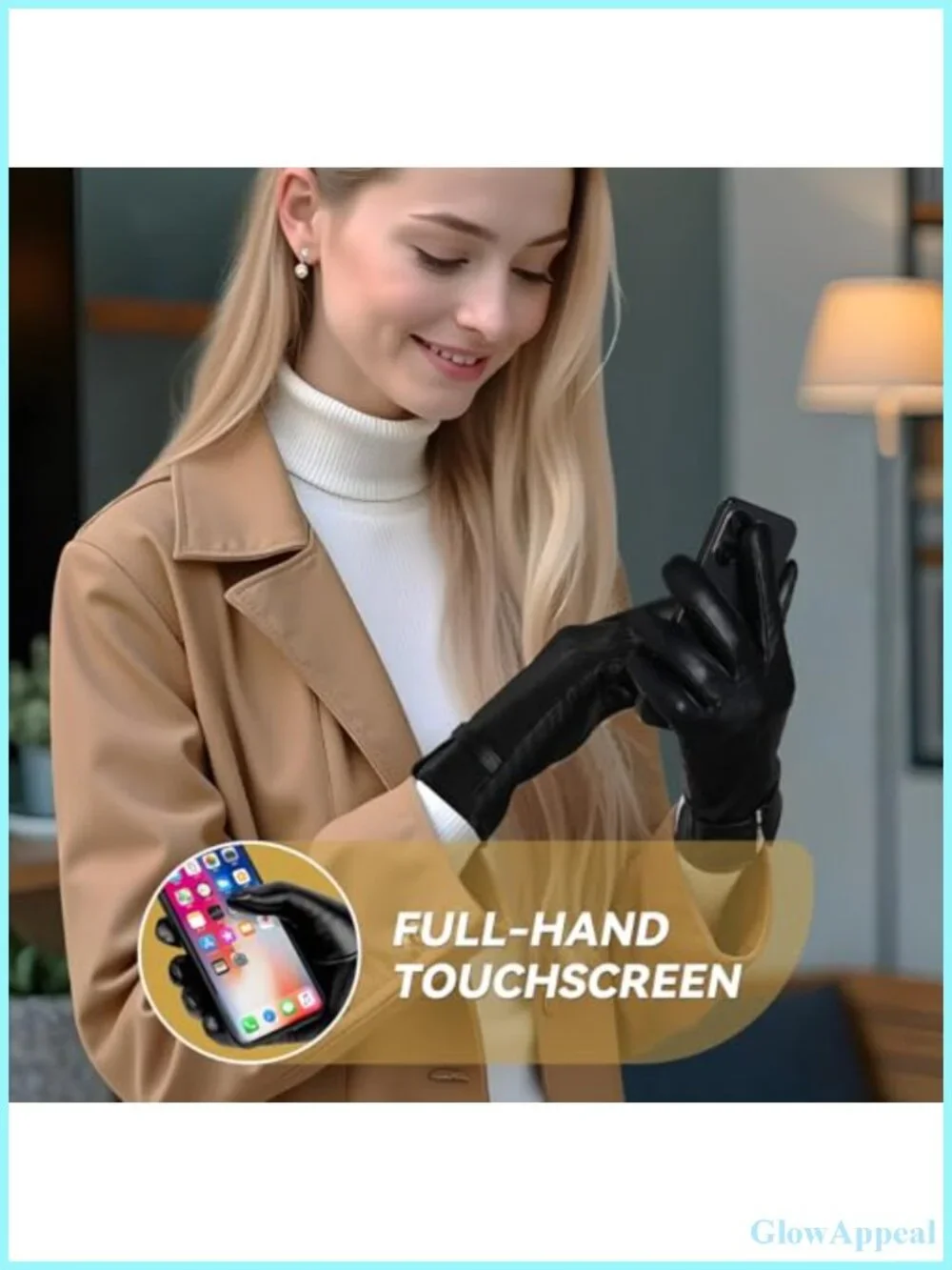 Women's Sheepskin Leather Touchscreen Winter Gloves Wool Lined